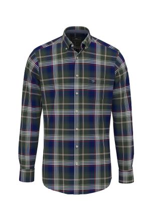 Fynch-Hatton Langarmhemd FYNCH-HATTON, Herren, Gr. 4XL, N-Gr, navy, Web, Obermaterial: 100% Baumwolle, kariert, regular fit taillenbedeckt, Manschette, Hemden Lang