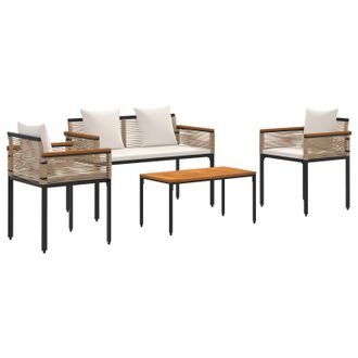 vidaXL Juego De Muebles De Exterior Beige Y Crema Rat&aacute;n Sint&eacute;tico Vidaxl