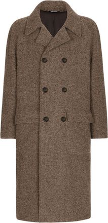 Dolce & Gabbana mélange-effect double-breasted coat - men - Alpaca/Rayon/Nylon - 50 - Neutrals