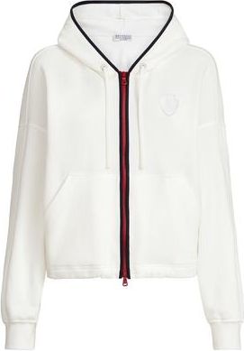 Brunello Cucinelli Hooded sweatshirt with logo in White at Nordstrom, Size Xx-Large Eu