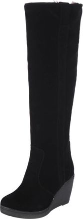 Generic Womens Black Knee High Boots Wedge - Womens Winter Boots Warm Snow Boots Non-Slip Outdoor Shoes Solid Colour Thigh High Boots Women Soft Comfortable B