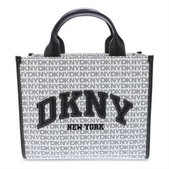DKNY Unisex Hadlee Repeat Logo Tote Bag (White/Black) - One Size