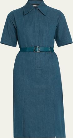 Akris Belted Stretch Cotton Denim Shirtdress