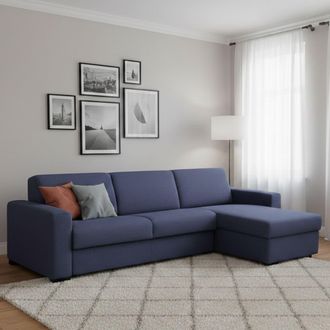 Dmora Sofa Cama Dabakar, Sof&aacute; De Esquina, 100% Made In Italy, Sof&aacute; Con Apertura Giratoria, Con Contenedor Reversible Peninsula, Con Reposabrazos Est&aacute;ndar, C