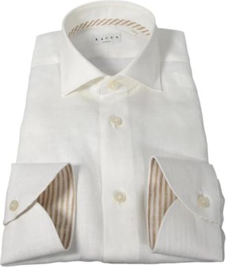 Xacus Shirts - Heren - Casual Overhemden - Wit - 2XL - Leer - Overhemden