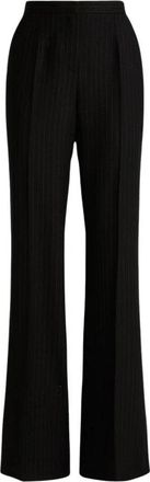 Kiton Elegante Pinstripe Wollen Broek - Dames - Wijde Broeken - Zwart - S - Wol - Broeken