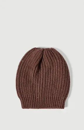 Brunello Cucinelli Cashmere and silk Diamond yarn knit beanie in Chocolate at Nordstrom, Size X-Small