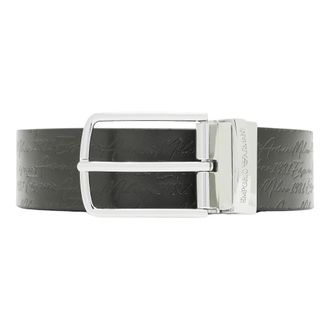 Emporio Armani Accessoires, Heren, Zwart, ONE Size, Leer, Leren Reversible Riem met Signature Logo