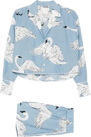 Olivia Von Halle Lucia Laia Swan-print Pajamas