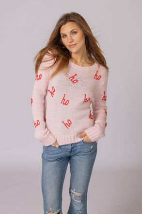 Wooden Ships Womens Ho Ho Ho Crew Chunky Sweater In Pink