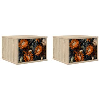vidaXL Mesita De Noche De Pared Lochem 2 Uds. Roble Sonoma Vidaxl