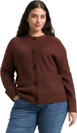 Tom Tailor Cardigan TOM TAILOR PLUS, Damen, Gr. 44, schwarz pecan braun melange, Strick, Obermaterial: 52% Viskose, 27% Polyester, 21% Polyamid, meliert, oversiz