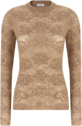 Brunello Cucinelli Jersey de encaje floral - Knitwear - Mujer - Beige - XL