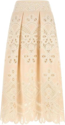 Elie Saab Geborduurde Lange Rok - Dames - Midirokken - Wit - S - Rokken
