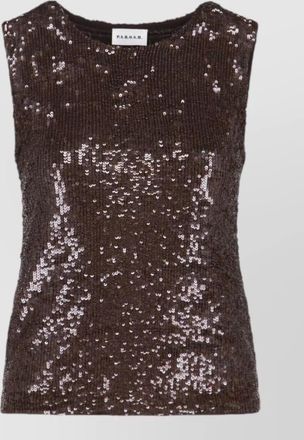 Parosh sleeveless round neck top sequin shimmer