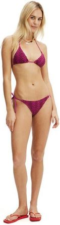 Cotton On Womens Palm Springs Crochet Micro Thong Bikini Bottom in Crushed Berry Plum Kiss at Nordstrom, Size X-Small