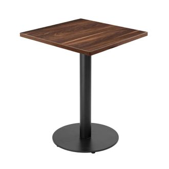 Oviala Mesa de comedor 60 cm pie negro y revestimiento de madera oscura