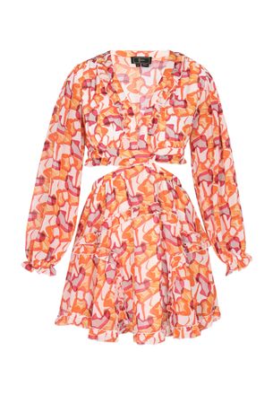 Faina Jurk Dames Oranje Veelkleurig