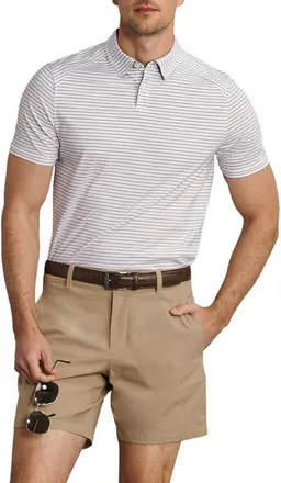 Rhone Commuter Stripe Slim Fit Performance Polo in White/navy Pinstripe at Nordstrom, Size Xx-Large