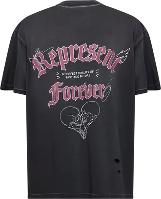 Represent Mens T-Shirt Duality Washed Black Cotton T-Shirts And Polos