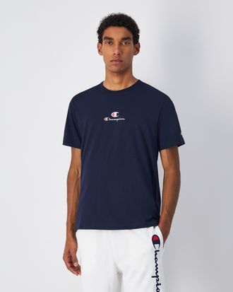 Champion T-Shirt CHAMPION, Herren, Gr. S (44/46), blau (nny), Obermaterial: 100% Baumwolle, Shirts T-Shirt
