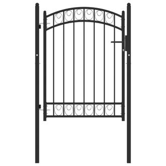 vidaXL Puerta De Valla Emmen Con Arco Superior De Acero, 100x98,5 Cm, Negro Vidaxl