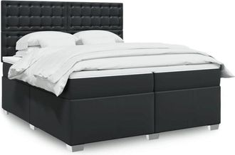 vidaXL Vidaxl - Cama Box Spring Con Colch&oacute;n Cuero Sint&eacute;tico Negro 200x200 Cm