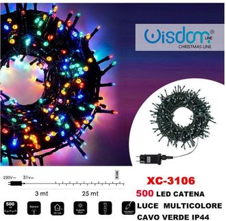 Trade Shop Trade Shop - Catena Luminosa 500 Luci Led Lucciole Luce Multicolore Cavo Verde Ip44 Xc-3106