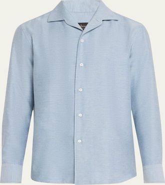 Brioni Mens Cotton Twill Sport Shirt