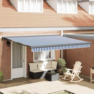 vidaXL Toldo Retr&aacute;ctil Aluminio Y Tela Azul Y Blanco 4x3 M Vidaxl