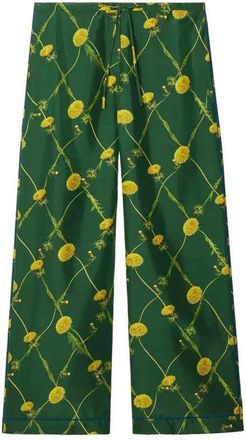 Burberry Pantalones de seda con estampado de diente de le&oacute;n - Trousers - Mujer - Multicolor - S