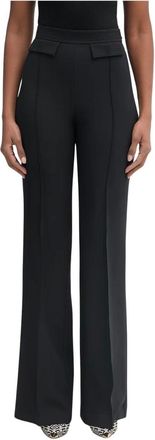 Elisabetta Franchi Broeken, Dames, Zwart, XS, Polyester, Broek met Dubbele Laag Stretch Cr&ecirc;pe