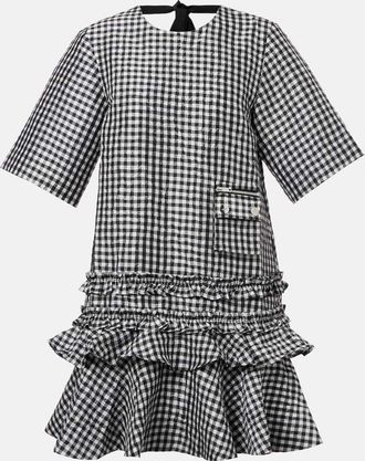 Ganni Abito corto a quadretti con volant