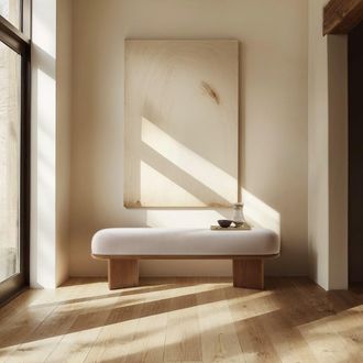 Castlery White Boucle Bench | Abbey by Castlery