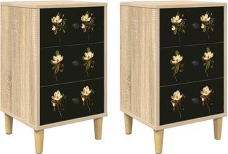 vidaXL Mesa De Noche Bremen 2 Uds. Roble Sonoma 36 X 33 X 60 Cm Vidaxl