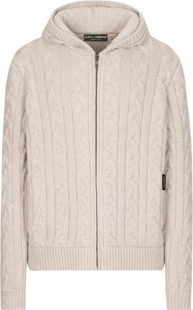 Dolce & Gabbana cable-knit hoodie - men - Cashmere/Virgin Wool - M - Neutrals