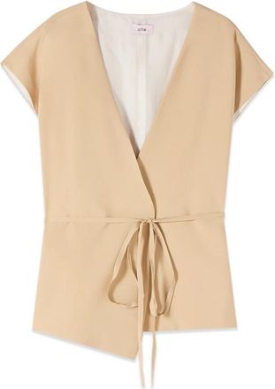 Oltre Unstructured Wrap Jacket - Dames - Zomerjassen - Beige - L - Polyester - Jassen
