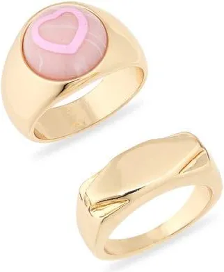 Leith 2-Pack Mixed Ring Set in Pink- Gold at Nordstrom Rack, Size Medium/large