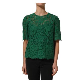 Dolce & Gabbana Round Neck Blouse - female - Dolce & Gabbana - Blouses - Green - L - Blouses & Shirts