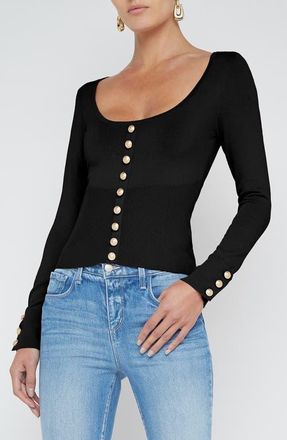 L'agence Lanetta Rib Top in Blackgold at Nordstrom, Size Medium