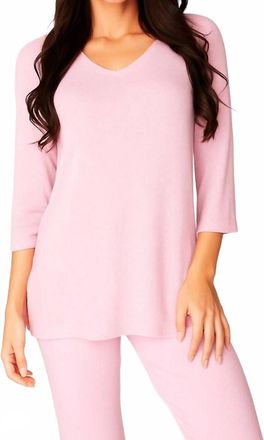 French Kyss Tatiana Kashmira 3/4 Sleeve Tunic Top In Pink