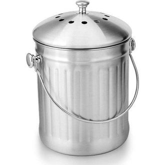 OEM Cubo De Compostaje De Acero Inoxidable Inodoro Para Cocina - Compostador De Cocina - Incluye Filtros De Carb&oacute;n De Repuesto (acero Inoxidable Brillante