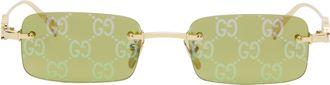 Gucci Gold Gucci Block Rectangular Monogram Sunglasses