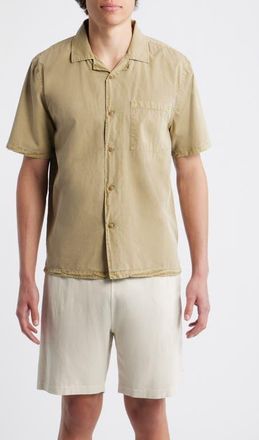 Alex Crane Air Cotton Camp Shirt in Bronze at Nordstrom, Size Xx-Large
