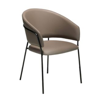 Angel Cerd&aacute; Dark Mink Leatherette Dining Chair with Armrests in Fawn