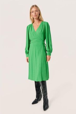 Soaked In Luxury Catina Long Sleeve V-Neck Wrap Dress in Medium Green at Nordstrom, Size X-Small