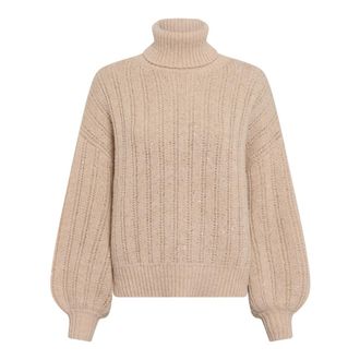 Marc Aurel Trui met col en structuur en pailletten - Dames - Coltruien - Beige - M - Pailletten - Truien & Vesten