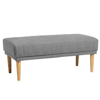 Koketto Home Banqueta tapizada gris con robustas patas de madera