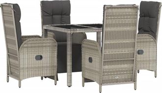 vidaXL Set Comedor De Jard&iacute;n 5 Piezas Con Cojines Rat&aacute;n Sint&eacute;tico Gris Vidaxl