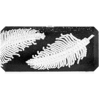Judith Leiber Slim Feather Crystal Slide Clutch in Silver Jet Multi at Nordstrom